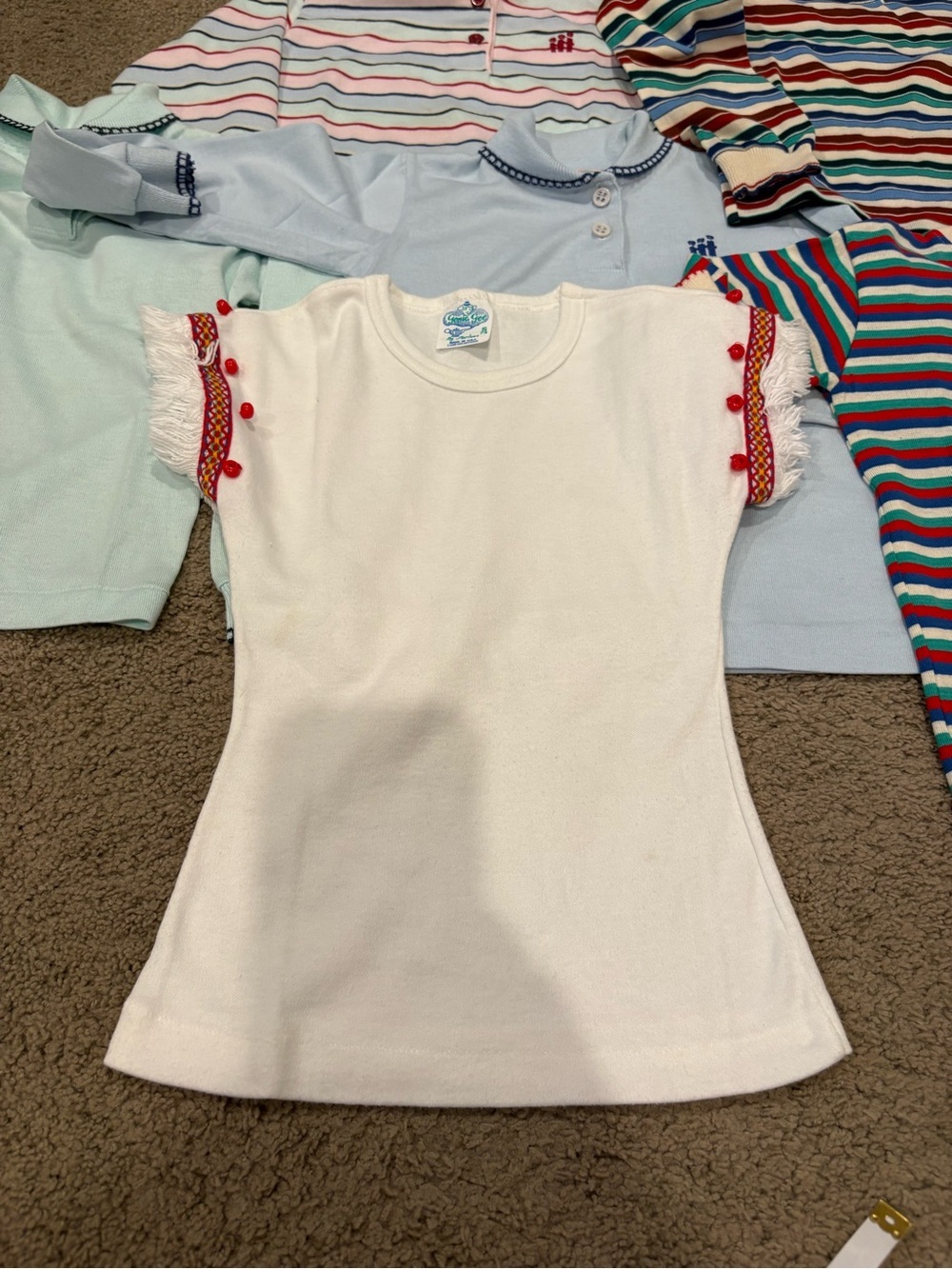 Vintage 1980s Health-Tex Girls Striped Long Sleeve Toddler Tops Size 6X USA - Picture 8 of 16
